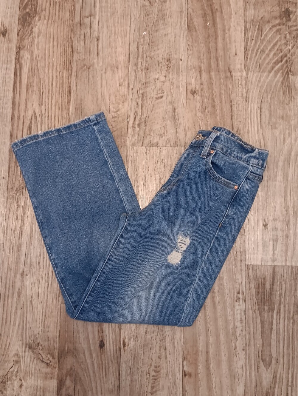 YMI Girls Blue Straight Leg Distressed Jeans